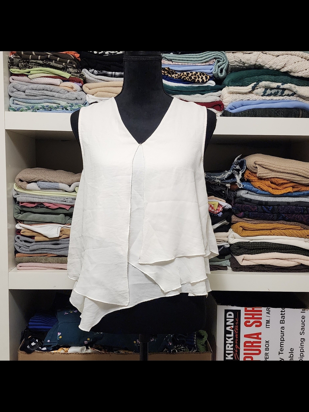 H&M White Layered V-Neck Sleeveless Camisole